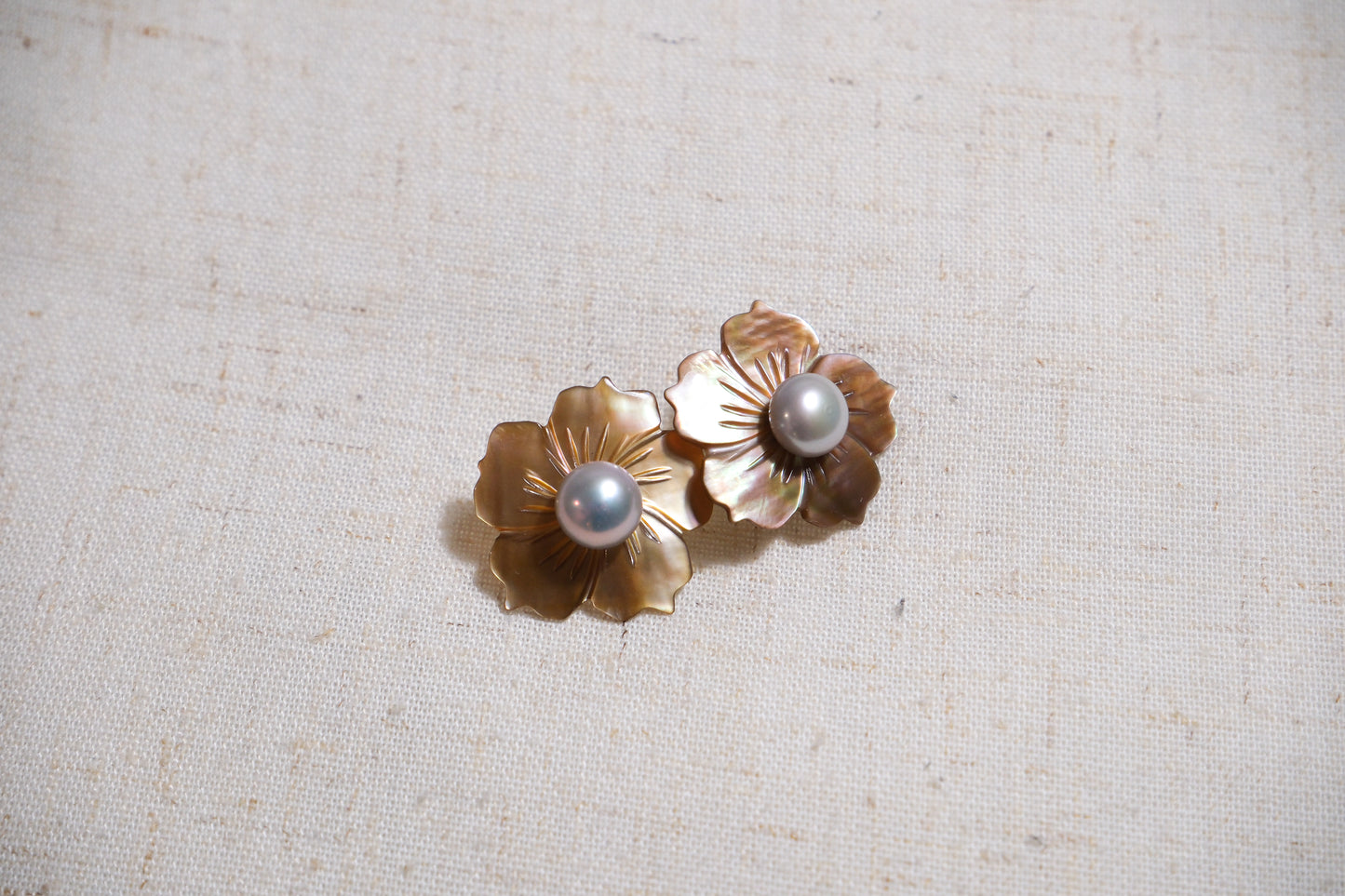 Brown Gumamela Two-Way Mother-Of-Pearl Studs